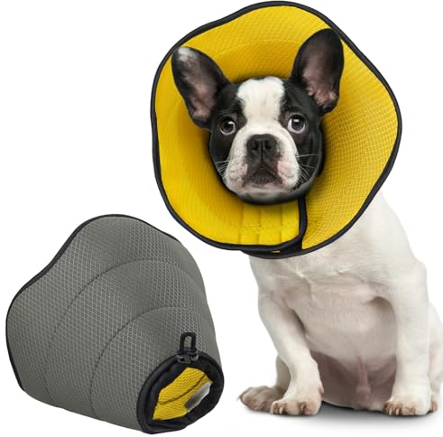 BONTHEE Halskrause Hund,Atmungsaktive Haustier Elisabethanischer,Weich Schutzkragen Hund Nach Op, Einstellbar Hundekragen,Leckschutz Hund, Hundehalskrause,Verhindert das Lecken von Wunden