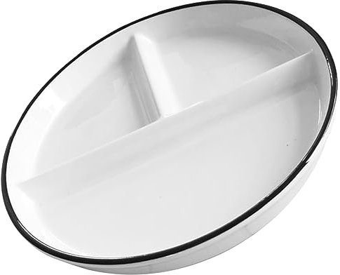 HOMSFOU Plaque De Perte De Poids Plateau Assiette Divisée Avec Contrôle Des Portions Plaque De Compartiment De Séparation Des Aliments Céramique Récipient Blanche Ménage