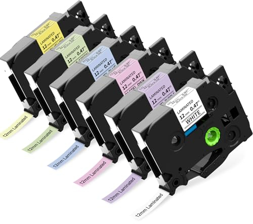 MarkField 6x TZe-231 12mm Pastell Laminierte Schriftband Kompatibel für Brother P-Touch Bänder TZe-231 TZ 12mm 0,47 Bunt Etikettenband für PT-H107B H105 H200 D200 D400 1000 1090 P300BT Cube