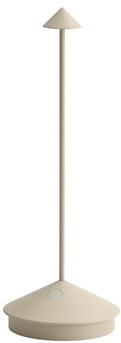 Zafferano, Pina, Lampada da Tavolo Ricaricabile e Senza Fili con Controllo Touch, Utilizzabile anche come Lampada da Esterni, Dimmer, 2200-3000 K, Altezza 29 cm, Colore Sabbia