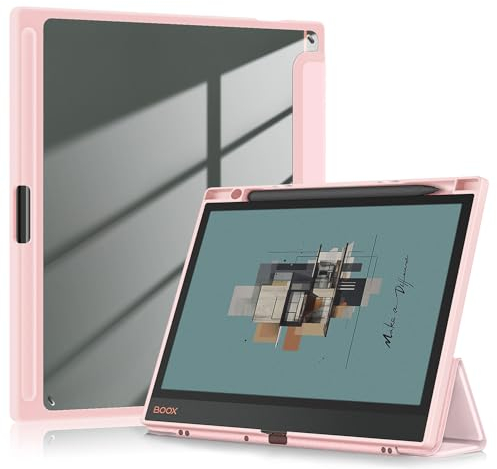 TOPCASE Custodia per Boox Note Air 3 C e B/W E Ink Tablet 10.3 pollici ePaper 2023 con supporto per penna, retro trasparente in PC, TPU, resistente agli urti, con supporto a tre pieghe, colore: rosa