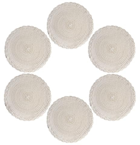 VEIZIBEE Manteles Individuales or Posavasos, Almohadilla de café Mesa de Redondos Salvamanteles Individuales de Encaje, Lavables, Antideslizantes, Cocina, Mesa de Comedor, Estilo Europeo (Leche)