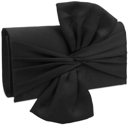 YYW Black Bow Clutch Purses for Women Evening Bag Formal Vintage Satin Handbags for Bridal Wedding Party(Black)