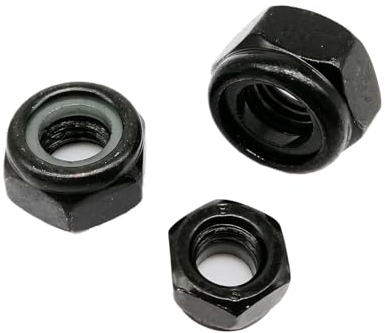 Sicherungsmuttern, 20/50/100 Stück M2 M2.5 M3 M3.5 M4 M5 M6 M8 M10 M12 304 Edelstahl Schwarz Sechskant Nyloneinsatz Kontermutter Sechskant Selbstsichernde Kontermutter(Black carbon steel,20pcs M10)