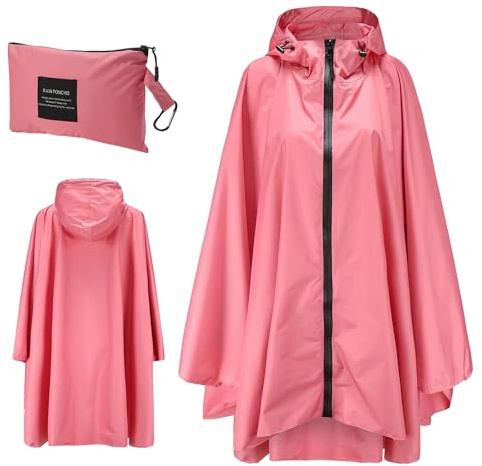 Shengxi Donna Impermeabile Poncho, Poncho Antipioggia Impermeabile Poncho Pioggia Riutilizzabile Poncho Antipioggia con Cappuccio per Viaggi