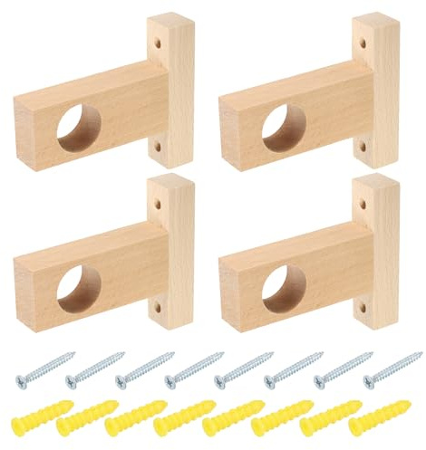 sourcing map Holzstangenhalter, Schrankendstütze, Kleiderschrank-Vorhangstangenhalter mit Schrauben für Gardinenstangen mit 30 mm Durchmesser, 4 Stück