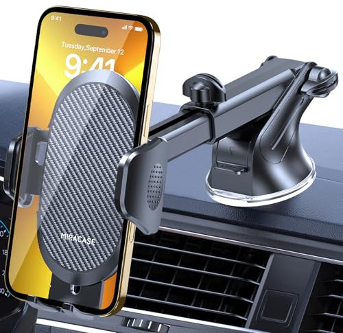 Miracase Porta Cellulare Auto [2025 Ventosa Potente] Supporto Telefono Auto 360° Rotazione Porta Telefono Auto per Cruscotto & Parabrezza Universale Automobile Adatto Smartphone da 4-7.2