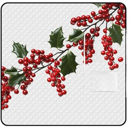 Tappetino da picnic portatile, tappetino da picnic stampato con rami di bacche di agrifoglio,Coperta da spiaggia all'aperto pieghevole,Tappeto interno