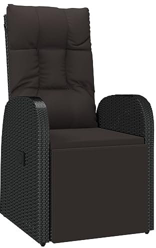 Gecheer Garten-Liegestuhl mit Auflage Poly Rattan Schwarz