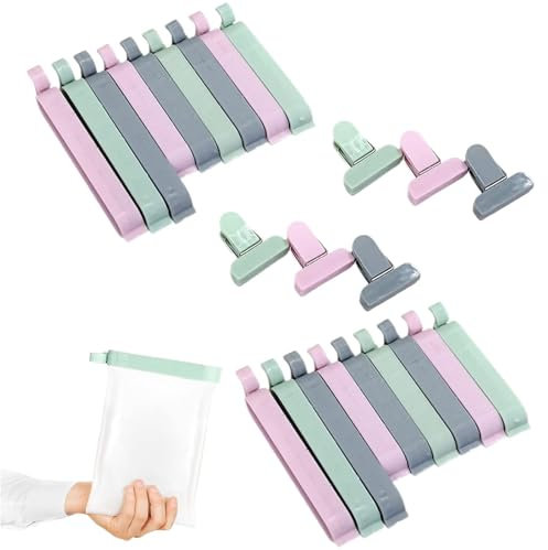 24-Pack Reusable Plastic Bag Clips - Multicolored Food Bag Clips for Freezer, Sandwich Bags & More - Durable, Freezer-Safe Press Closures (Rectangular Design)