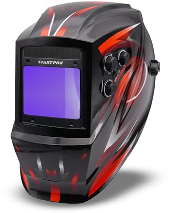 StartPro Auto Darkening Welding Helmet, Large Viewing, True Color, Wide Shade Range DIN 4/5-9/9-13, 4 Arc Sensors, TIG, STIK, MIG, CUT, SAW, Flux cored, Plasma, Grinding mode