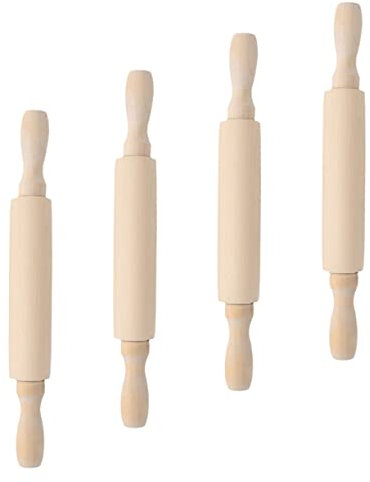ABOOFAN 4pcs Natural Wood Baking Rolling Pin for Pastry Rolling Stick Cookie Baking Tools