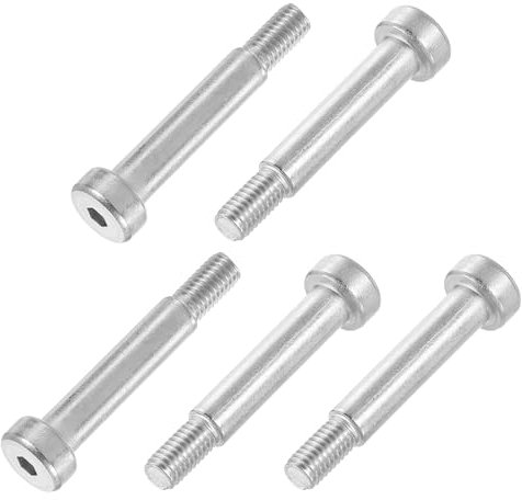 QUARKZMAN 6Pcs Tornillo Hombro Acero Inoxidable 304 Diámetro Hombro 6mm Longitud Hombro 25mm Roscado M5 Tornillos Hombro Con Hexágono Interno Para Textiles Hidráulicas Moldeo Por Inyección