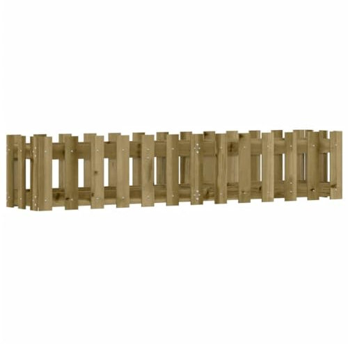 Aiuola rialzata di alta qualità in legno di alta qualità, perfetta per giardino/terrazze/balconi, design staccionata, 150 x 30 x 30 cm, legno di pino impregnato
