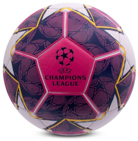 UEFA Ballon de football de la Ligue des champions - Taille 5 - Produit sous licence officielle - Entraînement - Match - Collection pour enfants et adultes - Excellente idée cadeau - Violet/bleu