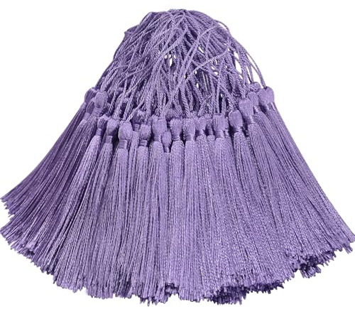 100 Stück 13cm Quasten Anhänger Handgefertigt DIY Basteln-Violett | Hängend Quasten Geschenk für Lesezeichen,Schmuckherstellung,Tasche,Schlüsselanhänger Deko,Girlande und Party Zubehör