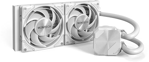 MONTECH HyperFlow Silent 240 White - Enfriador líquido AIO ultra silencioso para CPU, bomba de 3100 rpm, ventiladores silenciosos triples, radiador de alta eficiencia para una disipación de calor
