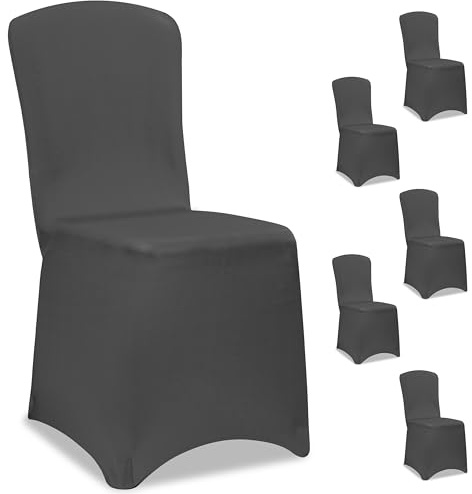 Detex® 6X Housse de Chaise Anthracite Tissu Stretch Opaque Infroissable Amovible Mariage fête réception