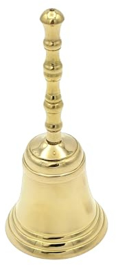 LivuX Tischglocke aus brüniertem Messing Gold, Höhe 15 cm – Glocke im Industrie-Design des 19. Jahrhunderts dekorative Tischdekoration 1025