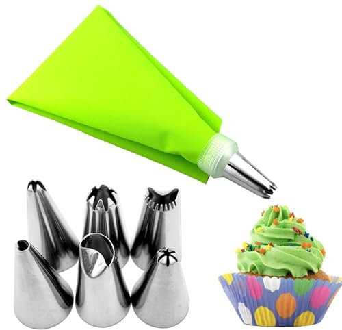 Punte per tubazioni – sac à poche per cupcake, punte per sac à poche | Forniture da forno riutilizzabili per decorare cupcake, torte, utensili da pasticceria con accoppiatore, sac à poche e ugelli per