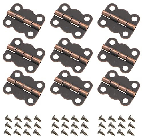 NIRNHYRUR Scharniere Schrankscharniere Retro-Schmetterlingsscharnier-Set: 50 goldene Eisenscharniere mit 200 Schrauben for Holzkisten, Schmuckkästchen, Minischränke und mehr(Red Antique Copper)