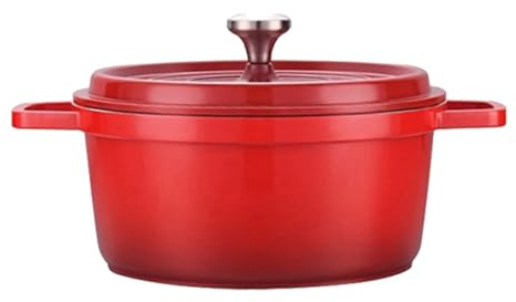 GHHZML Stock Pot Enameled Cast Aluminum Oven with Lid Non-Stick Heavy Duty Stock Pot Mini Cast Aluminum Pot Casserole Home Kitchen Utensils(24CM,Red)