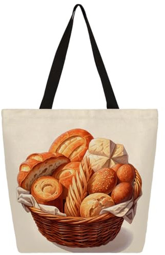 Sac fourre-tout en toile, motif pain délicieux, sac à provisions, sac à bandoulière en toile, sac à main tendance pour femmes et hommes