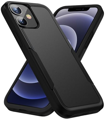 AIOVETEAB for iPhone 12/iPhone 12 Pro Case, Dual Layer Full Body Protection Shockproof Rugged Heavy-Duty Protective Phone Case for iPhone 12/12 Pro 6.1 Inch (Black)