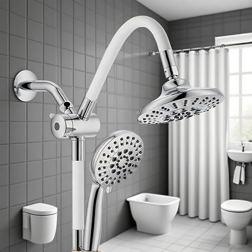 LIUWOPA Handheld Shower Head Combo,2-in-1 Rain Shower Heads System 5.9 Inch Rainfall Shower Head and 11 Modes High Pressure Hand Held Showerhead with Built-in Power Wash