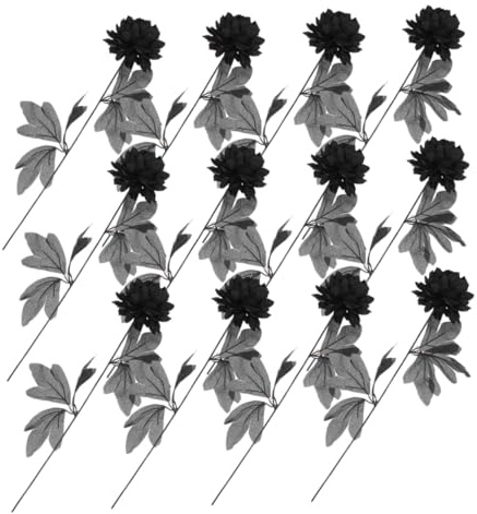 STOBAZA 12 Pièces Dahlias Artificiels Noirs Réalistes avec Décoration Gothique pour Halloween Jour des Morts Cérémonie et Ambiance Sombre Bouquet Faux Polyvalent