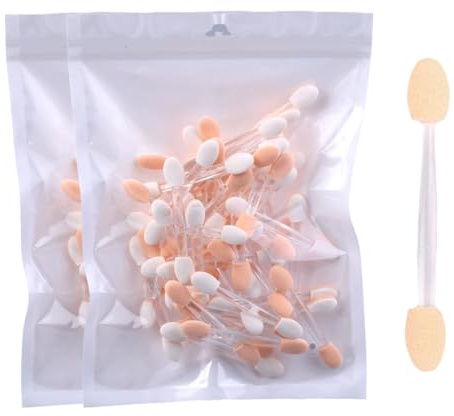 YUVKIN 100 Pezzi Applicatori per Ombretto Doppio Lato Riutilizzabili in Spugna Piccola Strumenti Make-up (Bianco e Rosa)