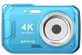 Appareil photo sous-marin 4K UHD 64 MP autofocus numérique étanche avec carte 32 Go, IP68 et 16FT caméra sous-marine avec écrans IPS HD, zoom numérique étanche 16x, éclairage d'appoint, pour la