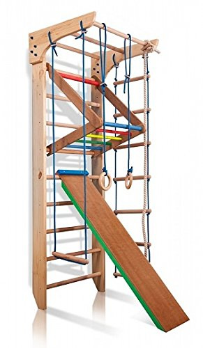 Sprossenwand, Klettergerüst Kinder-5-220-Color, Indoor Holz Sportgerät, Kletterwand, Kinder, Turnwand, Gym