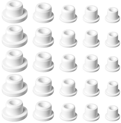 25 Pcs Salt and Pepper Stoppers Plugs Silicone Salt Shaker Stopper Plug Bottle Stopper Soft Shaker Plug Replacement Reusable Stoppers Plugs for Pots Bottles Home Kitchen (9.5/11.5/12.5/14.5/15.5 mm)