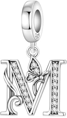 CYCUFF Mariposa Letras Colgante de Plata 925 Colgante para Pulseras y Collares Joyas de Circonita Regalo para Mujeres Familia Amigos, charm, Plata de ley, Plata de ley 925