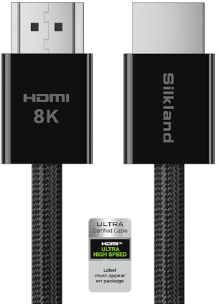 Silkland 8K HDMI 2.1 Kabel 2m [Zertifiziert] 4K@120Hz eARC HDR10+, 48Gbit/s Ultra High Speed HDMI Kabel 2meter für Mac Mini M4/MacBook Pro, Soundbar, OLED TV, 4K Blu-ray, Gaming Monitor, PS5 Pro, PC