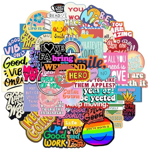 100 Pcs Motivational Stickers for Adults Teens, Waterproof Vinyl Positive Affirmation Stickers Pack, Inspirational Quote Decals for Laptop, Water Bottles, Vision Board Supplies