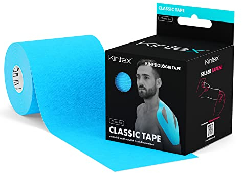 Kintex Kinesiology Tape Classic, 7,5 cm x 5 m, nastro extra largo, delicato sulla pelle e impermeabile, nastro kinesiologico, nastro fisioterapico, per sport e fisioterapia (Blu)