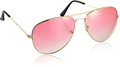 Komonee Pilot Style Pink Lens Sunglasses Designer Unisex Mens Womens UV400 Classic Shades Great For Cycling Golf Fishing Sports