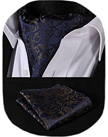 HISDERN - Lavallière pour homme - Jacquard tissé à fleurs - multicolore - Taille unique