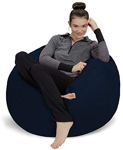 Sofa Sack Bean Bag Chair - Plush, Ultra Soft - Memory Foam Bean Bag Chair with Microsuede Cover - Stuffed Foam Filled Furniture and Accessories for Dorm Room 3 Feet - Navy