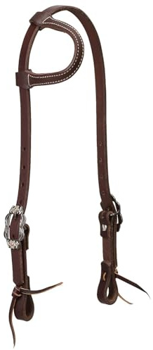 Weaver Leather Work SL/Ear Hdstl Working Tack-Cabezal Deslizante para Oreja con herrajes de Hierro, Unisex Adulto, Floral marrón Pulido, Talla única
