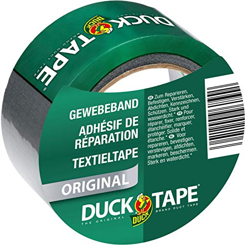 Duck Tape Original Cinta de tela plateada 50 mm x 25 m – Cinta blindada extra fuerte para interior y exterior – Resistente a la intemperie y al agua – Reparar y fijar