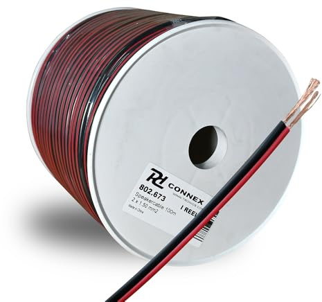 PD Connex Cable Haut-Parleur Câble Haut-Parleur 1,5mm - 100m - Idéal pour Relier vos Enceintes et Amplificateurs