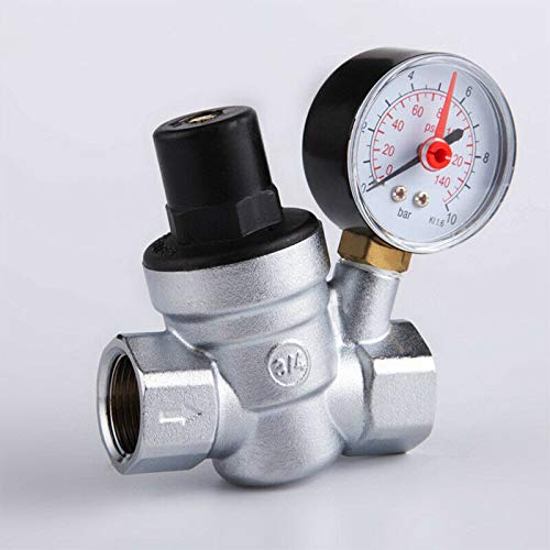 BE-TOOL Válvula reductora de presión de 1/2 pulgada DN15 válvula de presión de agua ajustable de latón con indicador para energía solar, calentador de gas y grifo
