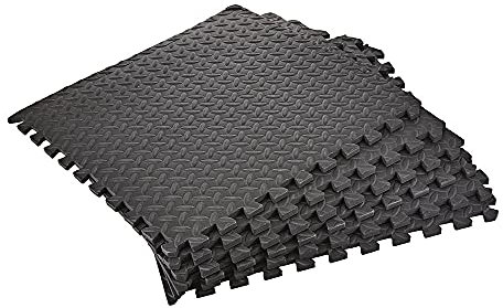 Physioroom Interlocking Flooring Tiles Exercise Mats | 6 Pcs Non-Slip Rubber Cushion EVA Foam for Floor Gyms, Tent & Camping Carpet, Gym Mats for Home, Garage Floor Tiles (60x60cm)