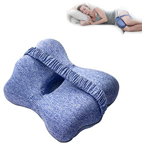 jiuzcare Kniekissen für Seitenschläfer Beinruhekissen Memory Schaum Foam Orthopädisches Schmetterling Beinkissen mit Abnehmbarem und Waschbarem Bezug Schlafen für Bein Knie Schwangerschaft, Blau