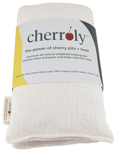 Cherroly Natural Pain Relief Moist Heat Therapy, Cherry Pits in Organic Cotton, Microwavable Heating Pad/Cold Compress- Back, Neck, Muscles, Joints, Stomach, Menstrual Pains Aches Cramps -Petite