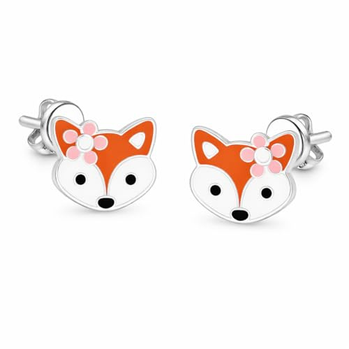 FIVE-D Ohrstecker Kinder Ohrringe Fuchs 925 Silber Mädchen