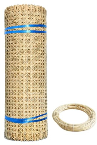 RIBLOR Correas de Tela Ratán, 60cm de Ancho Rollo de Ratan por Metros, Natural Rejilla Rollo Mimbre para Muebles, Cinta de Caña Tejida para Silla Cesta Bricolaje(50x150cm)